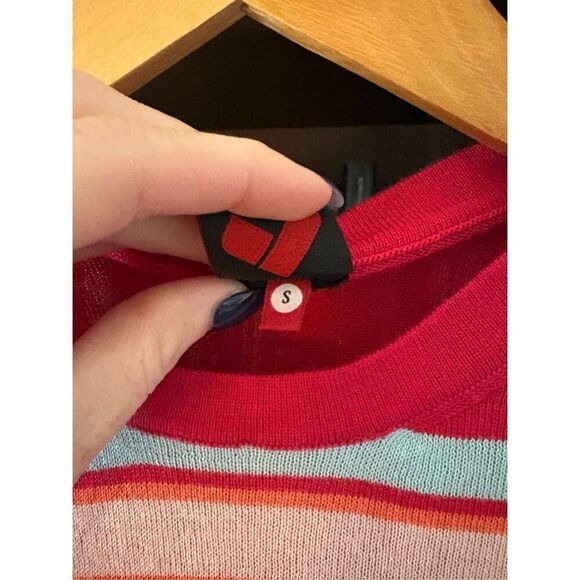 Happy Sheep Pink, Orange & Blue Striped Lightweight Sweater Size Small - Picture 6 of 6